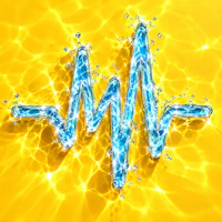 a blue heartbeat on a yellow background