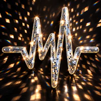 a disco ball with a heartbeat on it